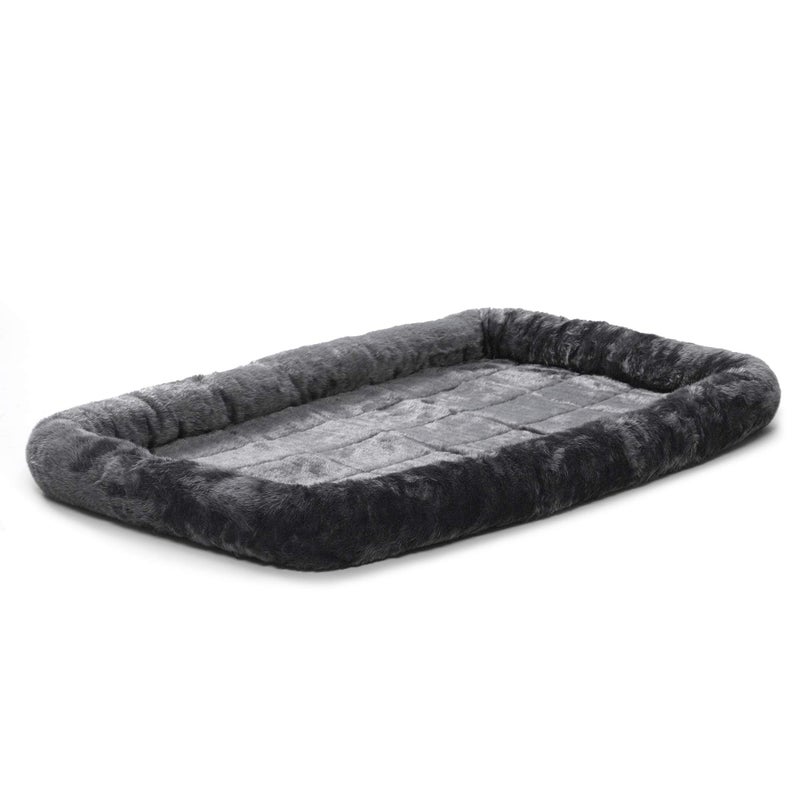 New World Dog Bed â€“ Gray Faux Fur Bolster, Ultra-Soft and Machine Washable, Fits 42-Inch Crates and Carriers, for Large Sized Breeds - Image 1